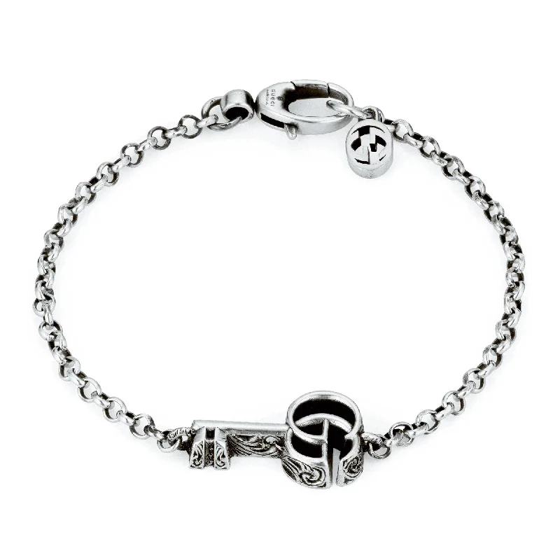 ladies bracelet elegant-GG Marmont Aged Sterling Silver Key Bracelet