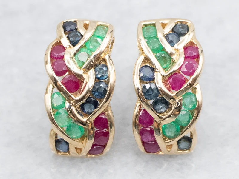 Ladies earrings unique artisan designs-High-Quality Sapphire Emerald and Ruby Drop Earrings