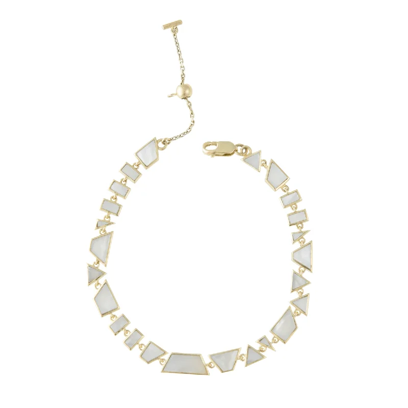 ladies bracelet lightweight gold-Tesserae Mother Of Pearl Midi Bracelet