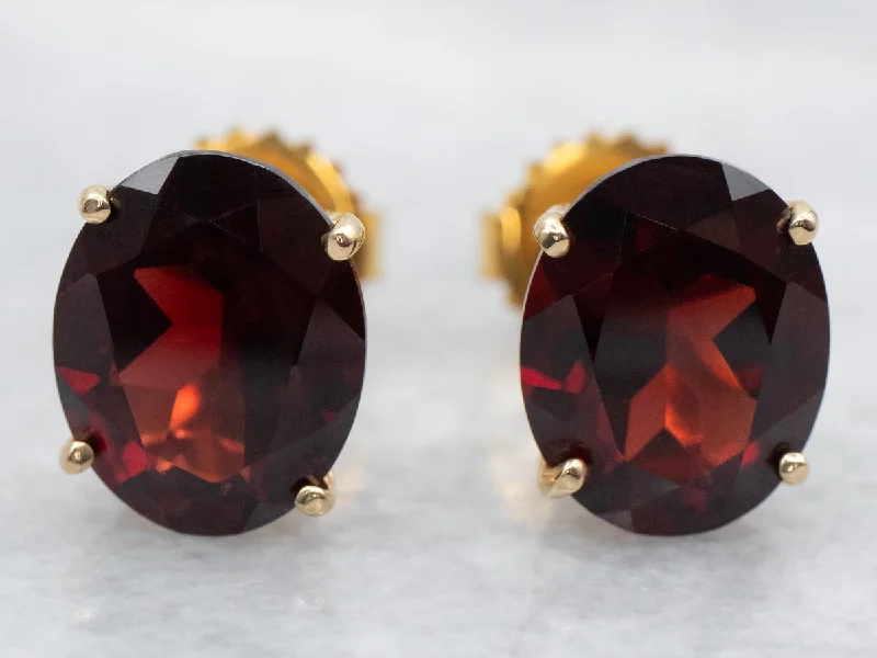 Ladies earrings Chinese symbol styles-Garnet Stud Earrings