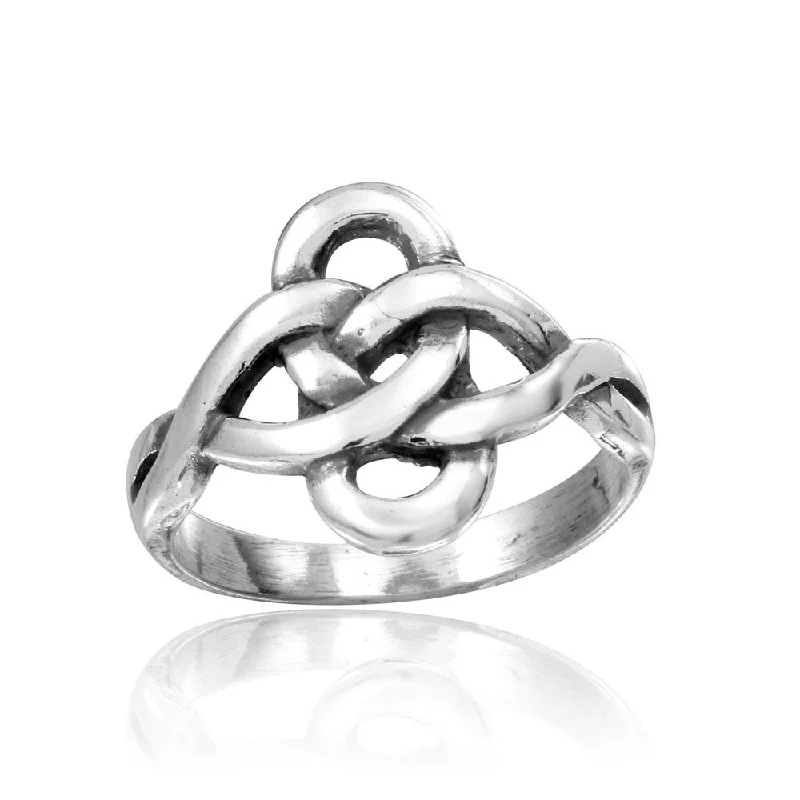 Ladies rings everyday glamour designs-High Polished 925 Sterling Silver Linked Loop Ring - CR00814