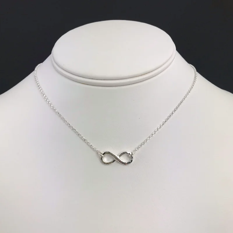 ladies necklace trendy 2025-Side to Side Silver Infinity Necklace