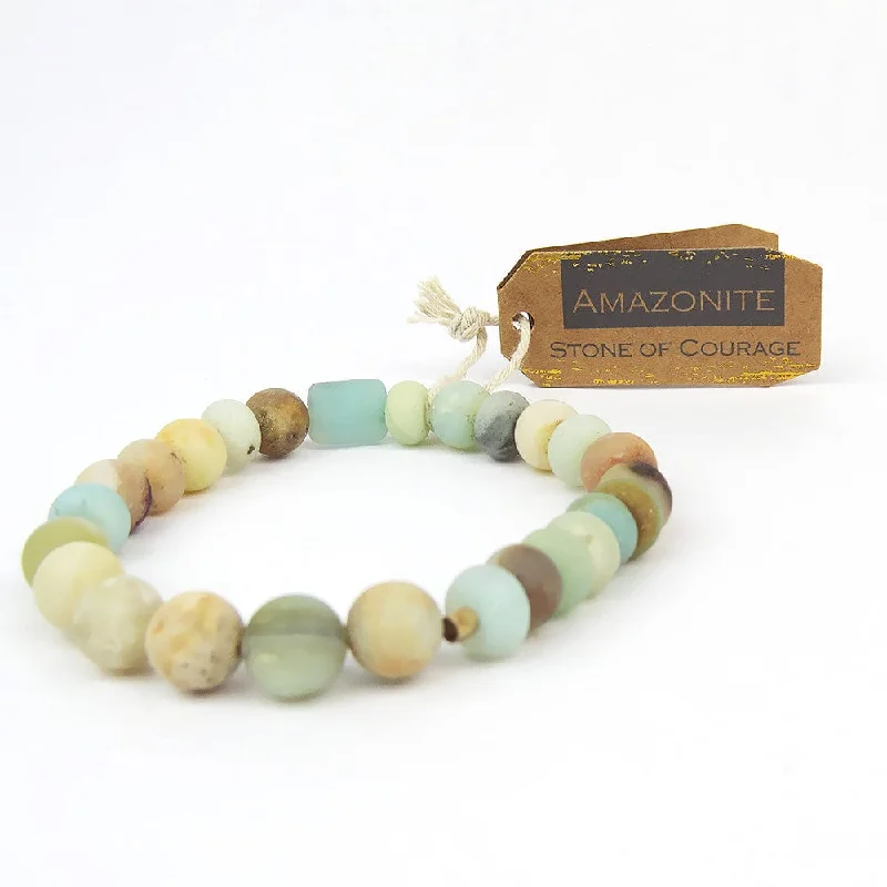 ladies bracelet boho rose gold-Scout Amazonite Stone Stacking Bracelet