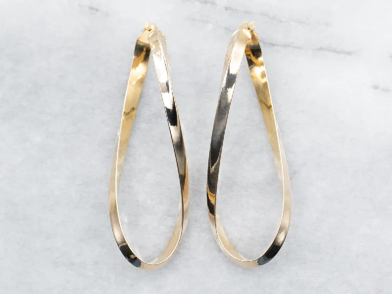 Ladies earrings platinum luxury earrings-Elongated Loop Hoop Earrings