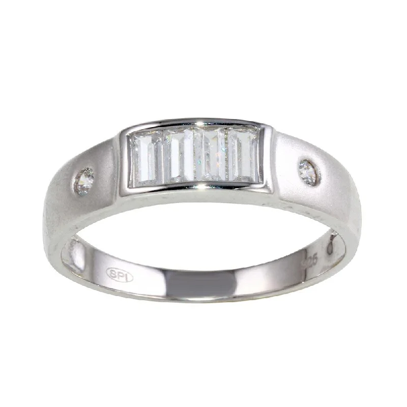 Ladies rings seasonal collection rings-Rhodium Plated 925 Sterling Silver CZ Ring - GMR00119