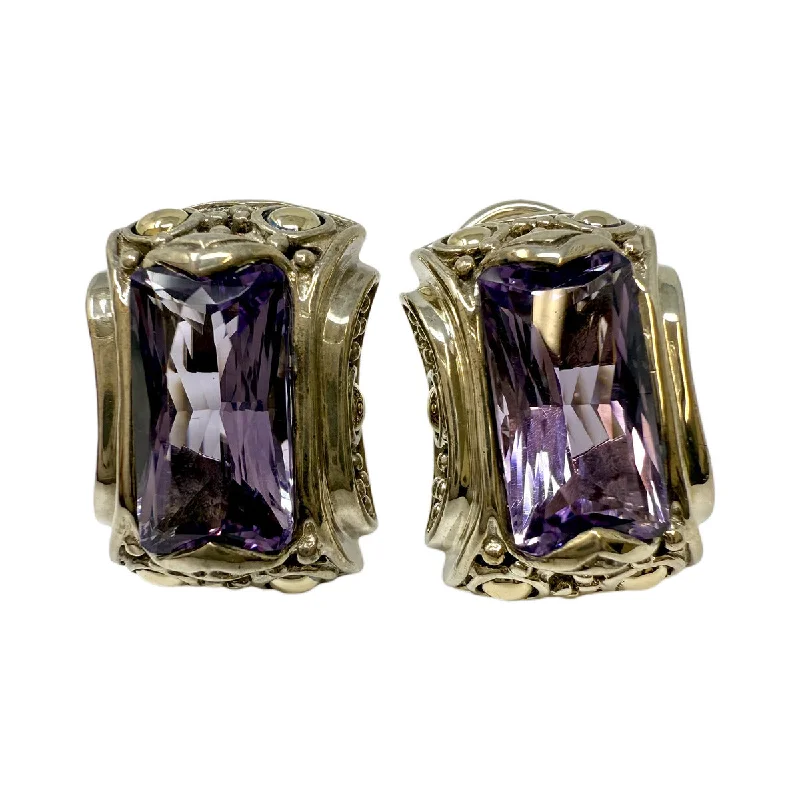 Ladies earrings Asian cultural styles-John Hardy Two-tone Amethyst Batu Earrings