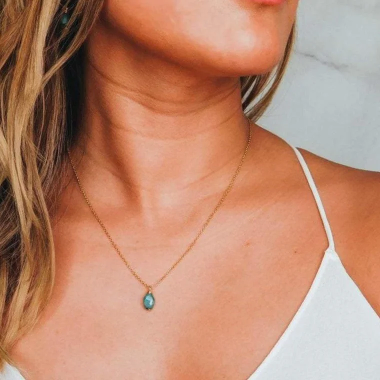 ladies necklace hypoallergenic-Minimalist Raw Emerald Necklace