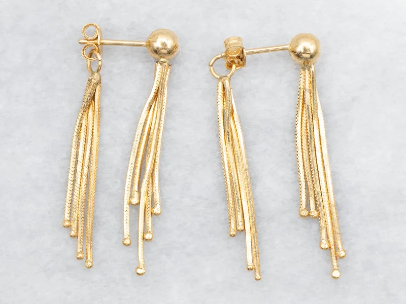 Ladies earrings sci-fi inspired earrings-Gold Ball and Tassel Drop Earrings