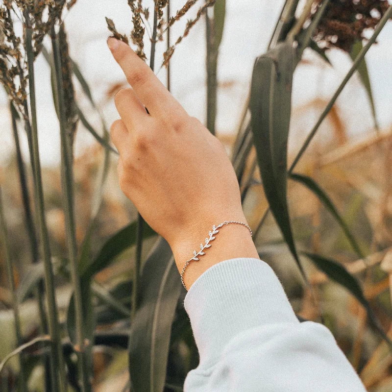 ladies bracelet bar-Olive Branch 925 Sterling Silver Bracelet