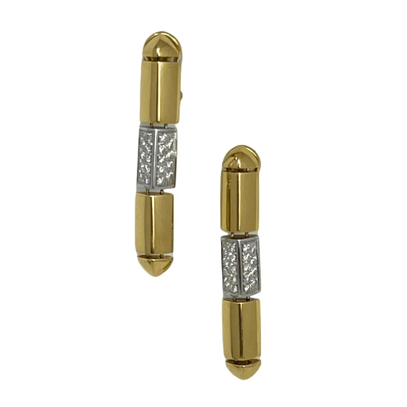 Ladies earrings tension set designs-Antonini 18K Gold and Platinum Drop Earrings with 36 Round Diamonds