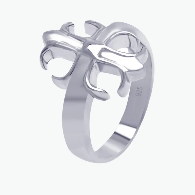 Ladies rings delicate outline styles-Silver 925 Rhodium Plated Crest Ring - AAR0014