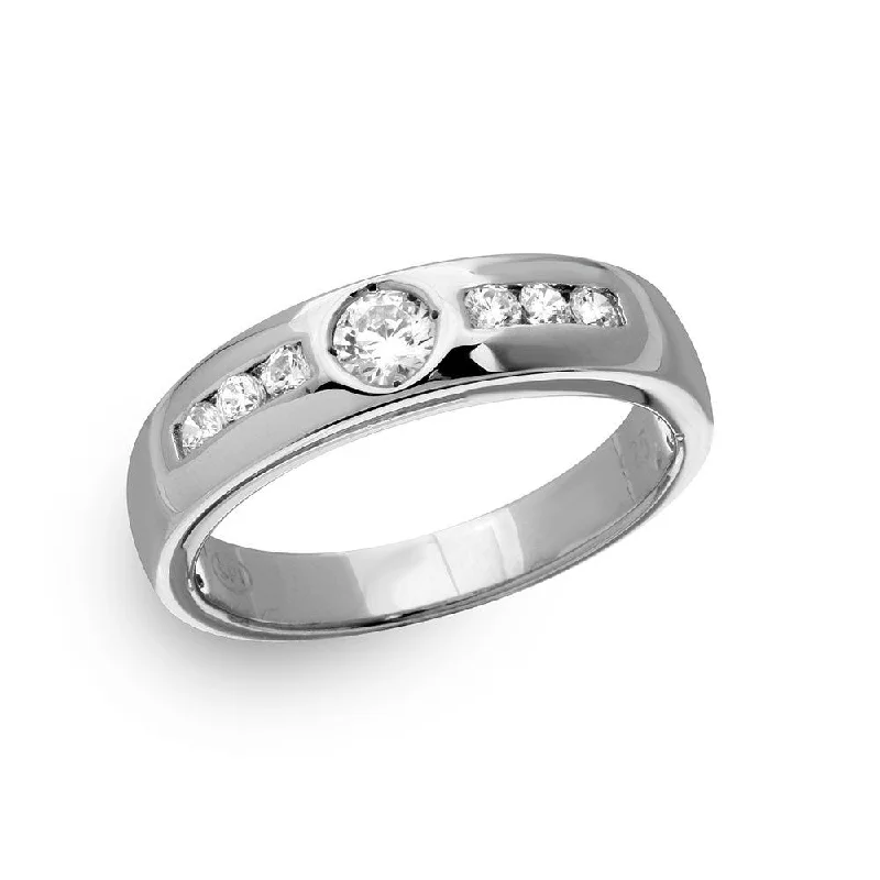 Ladies rings complex form styles-Silver 925 Rhodium Plated Eternity Ring with CZ - GMR00135