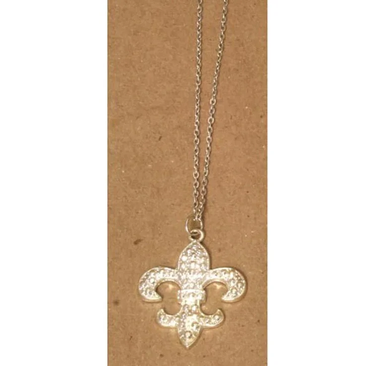 ladies necklace anniversary-Fleur De Lis Necklace Silver