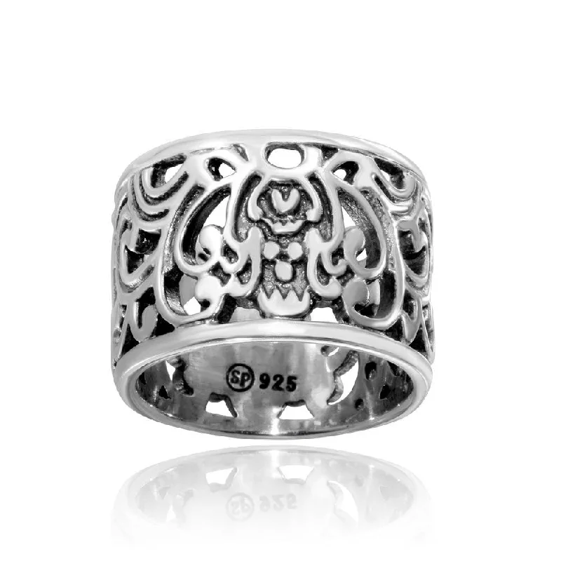 Ladies rings knot symbol designs-High Polished 925 Sterling Silver Old Fashioned Ring - CR00731