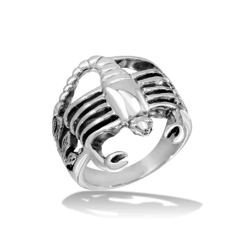 Ladies rings Chinese symbol designs-High Polished 925 Sterling Silver Scorpion Ring - CR00723