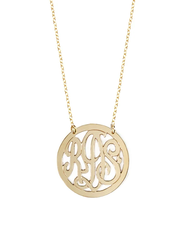 ladies necklace trendy rose gold-Script Monogram Necklace 2