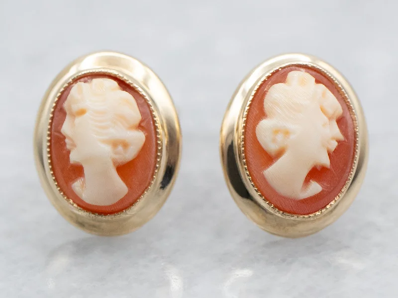 Ladies earrings unique artisan designs-Cameo Stud Earrings