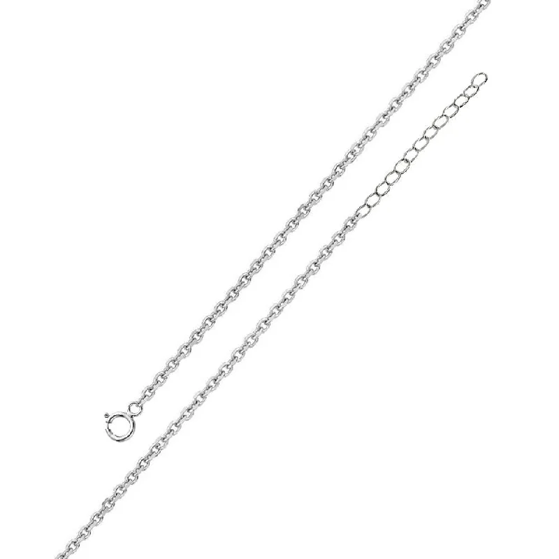 Ladies rings hand-forged designs-Rhodium Plated 925 Sterling Silver Adjustable Extension Chain 1.6mm - S040RH-SPRING