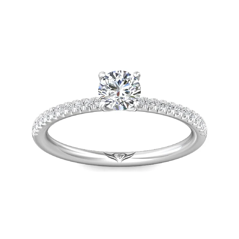 Ladies engagement rings unique solitaire styles-Micropave Side Stone Engagement Ring