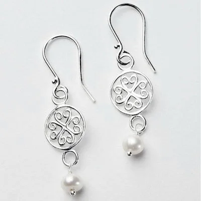 Ladies earrings mixed material earrings-"Southern Gates" Earrings with Choice of Pearls.