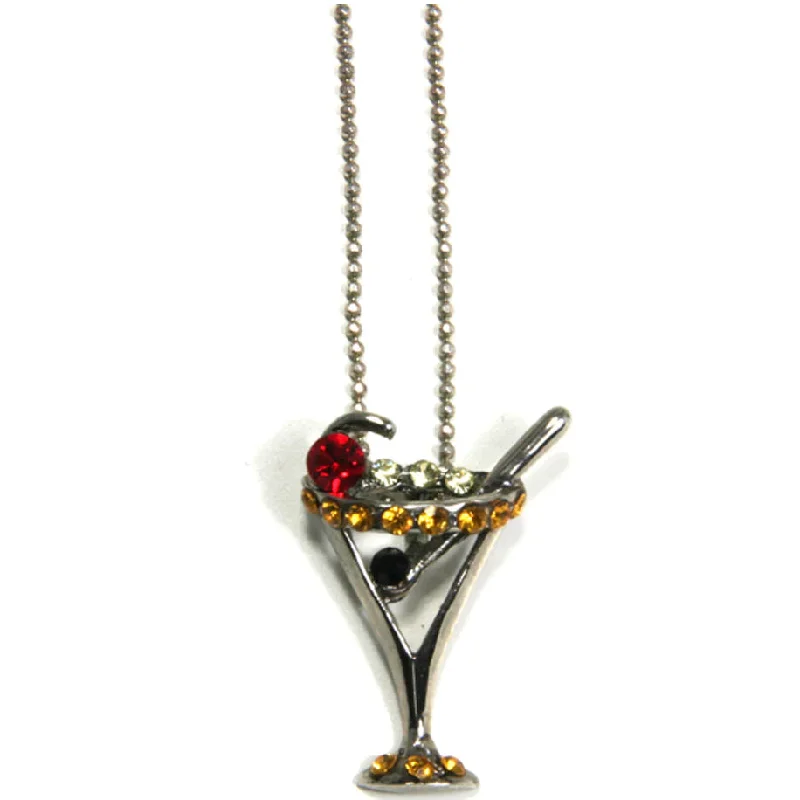 ladies necklace chic-Drink Necklace Topaz Martini