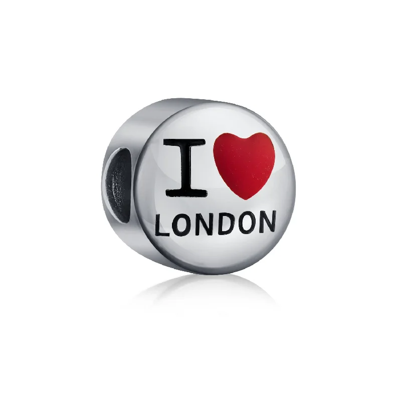 ladies bracelet sale silver-I Love London Charm Bead Enamel Sterling Silver for European Bracelets