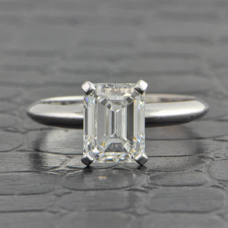 Ladies engagement rings Italian gemstone cuts-2.01 ct. Emerald Cut Diamond Engagement Ring in White Gold