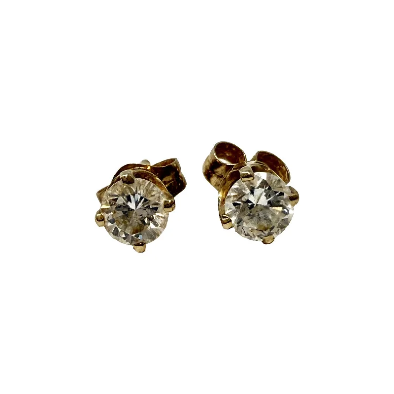 Ladies earrings durable craft designs-14K Gold Diamond Stud Earrings