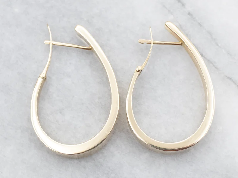 Ladies earrings beaded accent designs-Yellow Gold Tapered Hoop Earrings