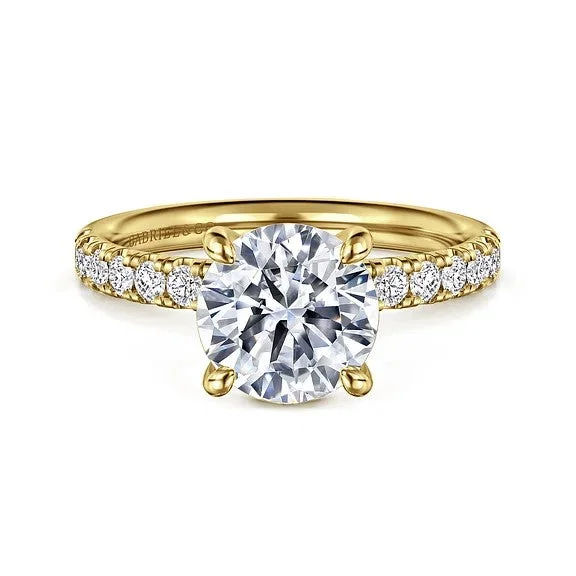 Ladies engagement rings solitaire stones-Winslow - 14K Yellow Gold Round Diamond Engagement Ring (Setting Only)