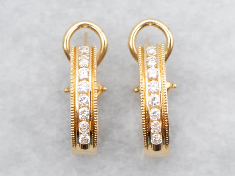 Ladies earrings standout unique styles-Yellow Gold Diamond Drop Earrings