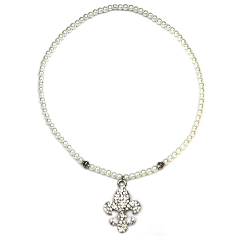 ladies necklace everyday rose gold-Fleur De Lis Pearl Necklace