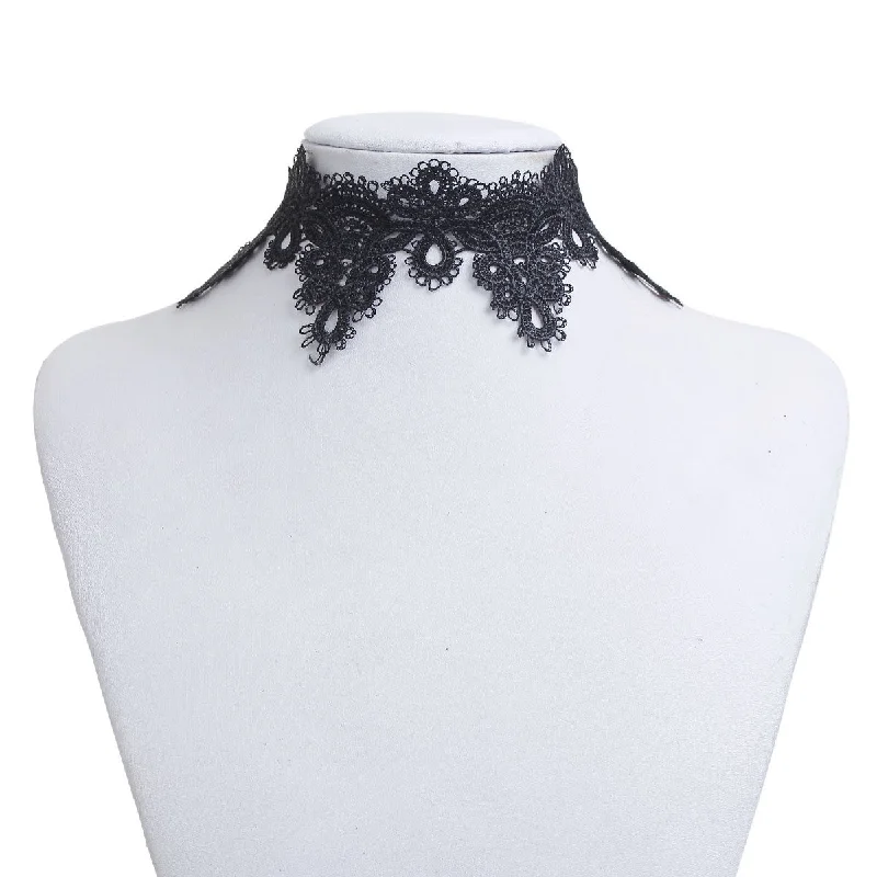 ladies necklace wavy-Sexy Sparkles Black Lace Choker Necklace for Women Girls