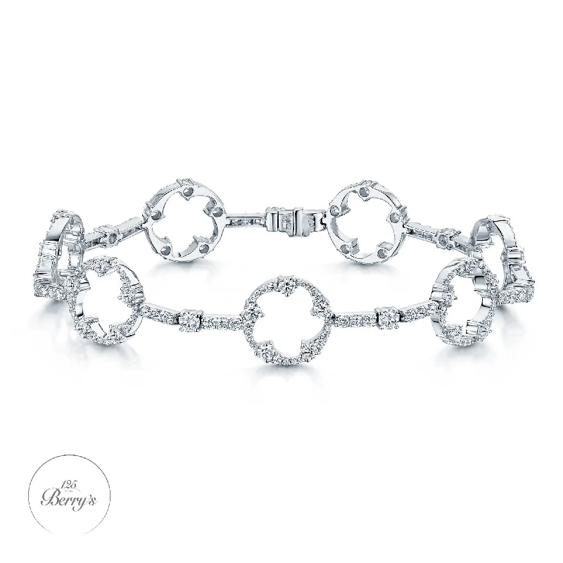 ladies bracelet holiday silver-OPEIA Collection 18ct White Gold Diamond Fancy Circle line Bracelet