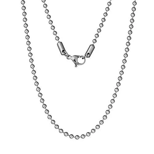 ladies necklace short gold-16" Inch Stainless Steel Chain Jewelry Necklace Silver Tone Ball Chains