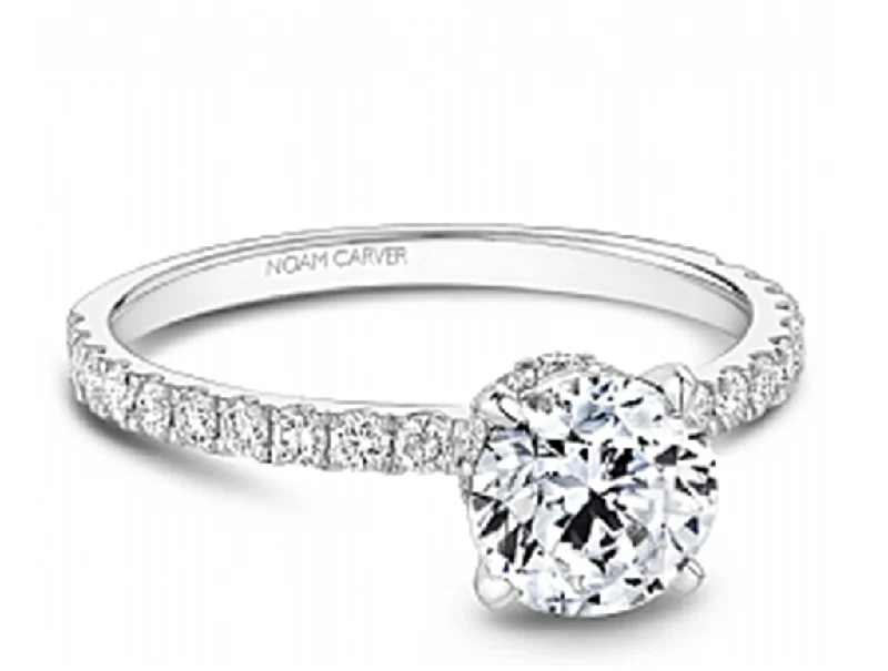 Ladies engagement rings financing plans-14K White Gold 0.45ctw Diamond Hidden Halo Engagement Ring Mounting