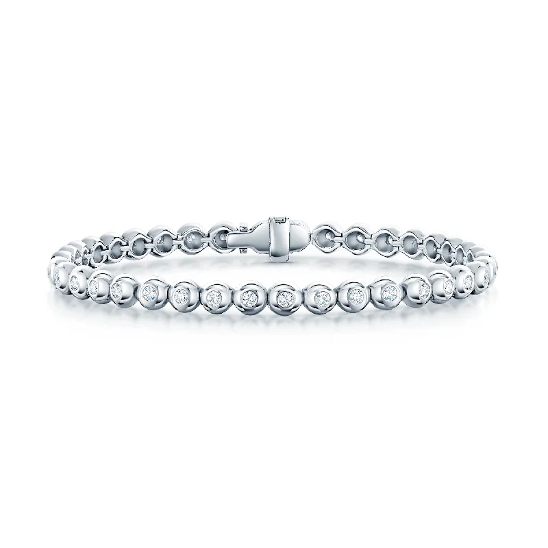 ladies bracelet under 50-18ct White Gold Rub Over Set Diamond Tennis Bracelet