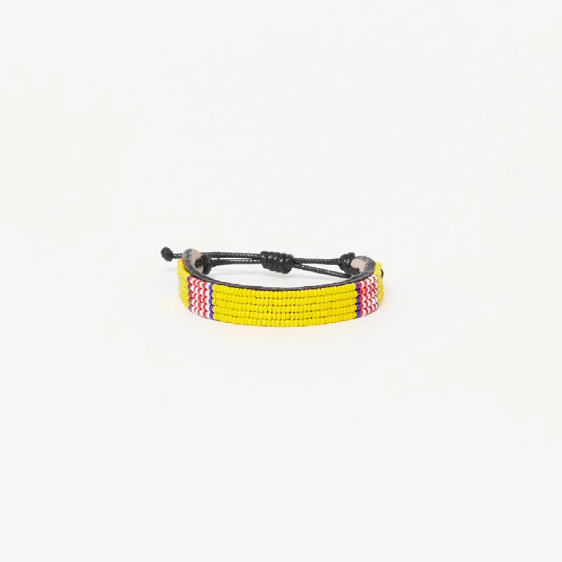 ladies bracelet futuristic-FINAL SALE: Stripe Bracelet - Yellow/Red/White