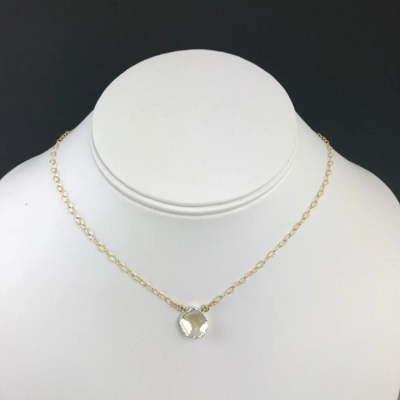 ladies necklace high quality-Gold Side to Side Pearl Necklace