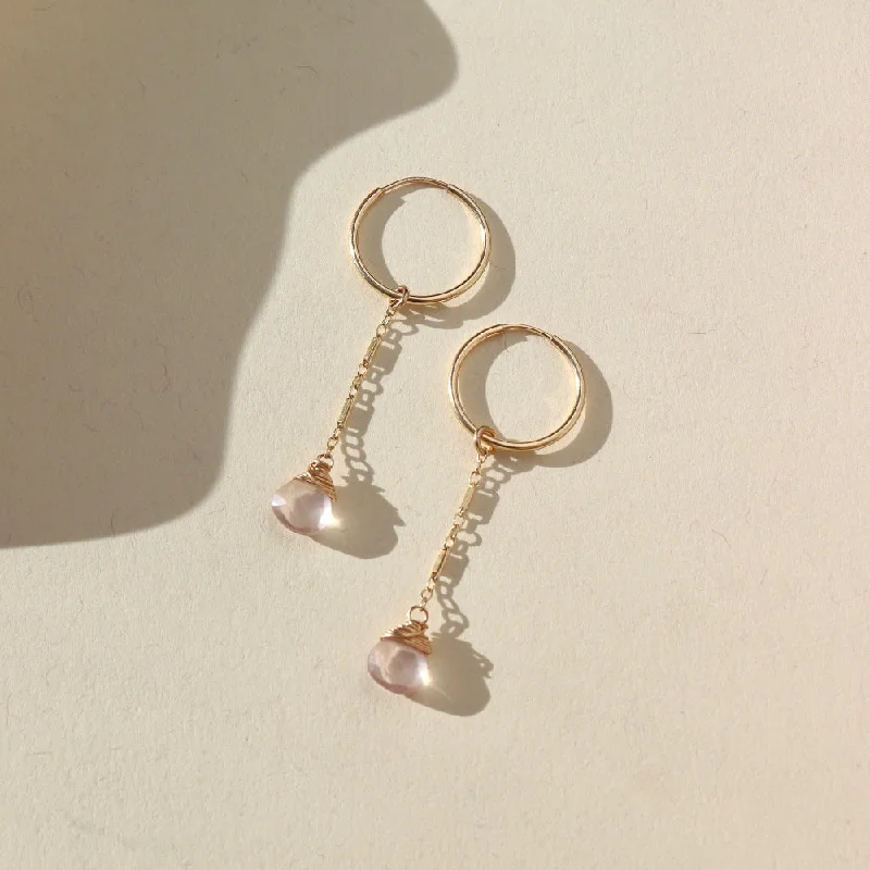 Ladies earrings radiant cut earrings-Rose Quartz Marisol Earrings