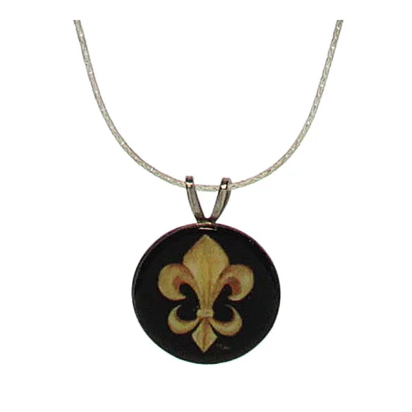 ladies necklace unique gold-Fleur De Lis Necklace Black/Gold