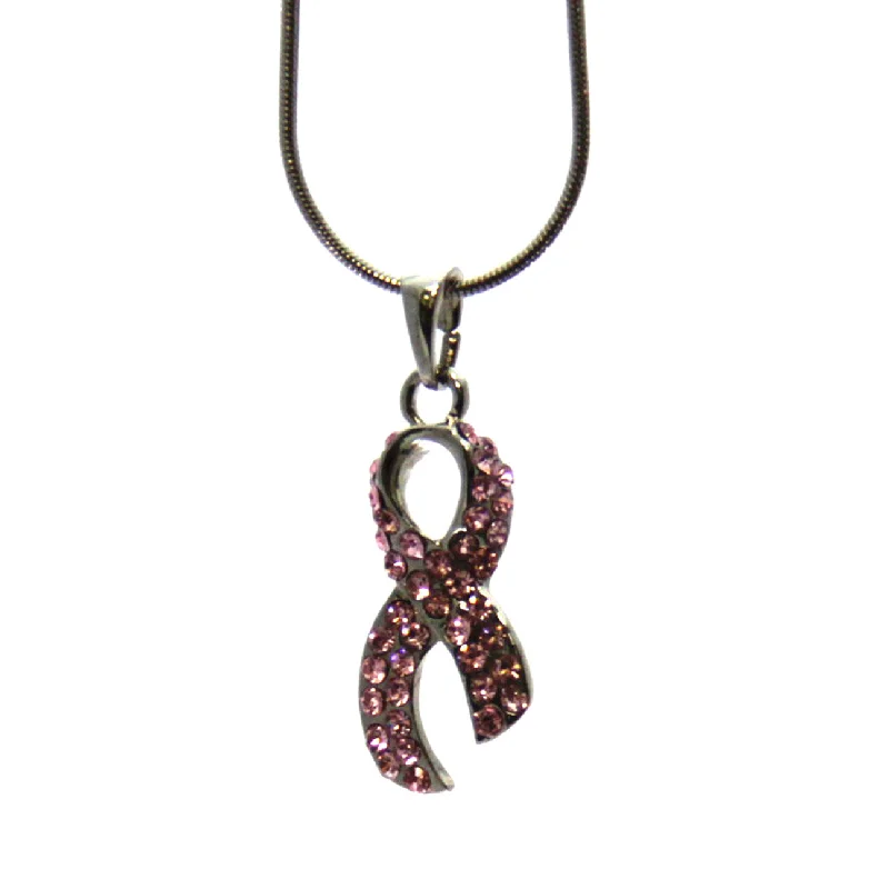 ladies necklace fashion 2025-Pink Ribbon Ribbon Necklace