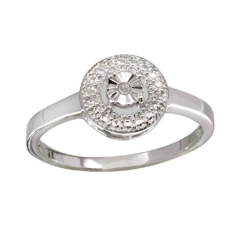 Ladies rings soft curve rings-Rhodium Plated 925 Sterling Silver Round Ring - STR01081