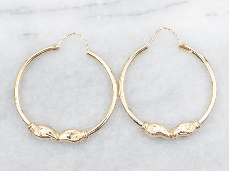 Ladies earrings polished shiny designs-Ram Head Hoop Earrings