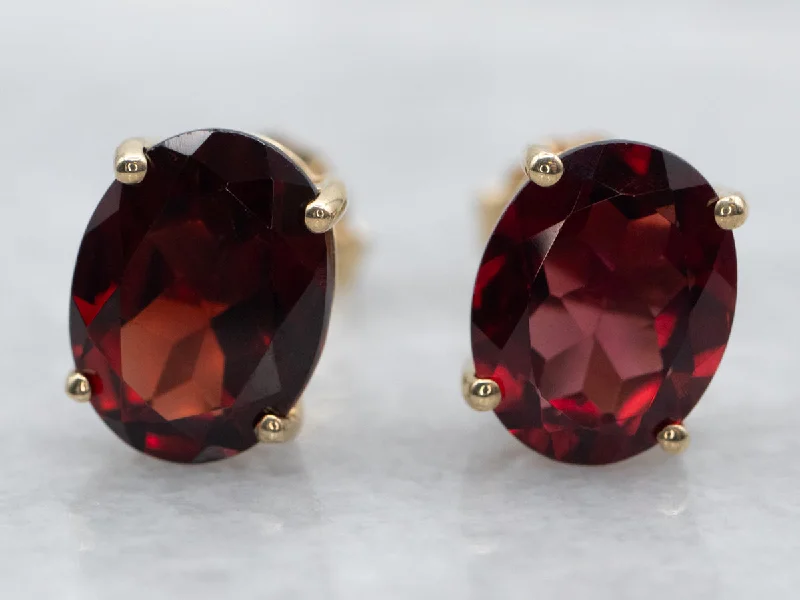 Ladies earrings anniversary earring styles-Garnet Stud Earrings