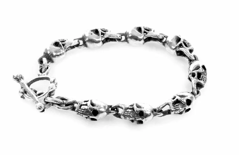 ladies bracelet christmas-Rick's Skull Link Bracelet Small