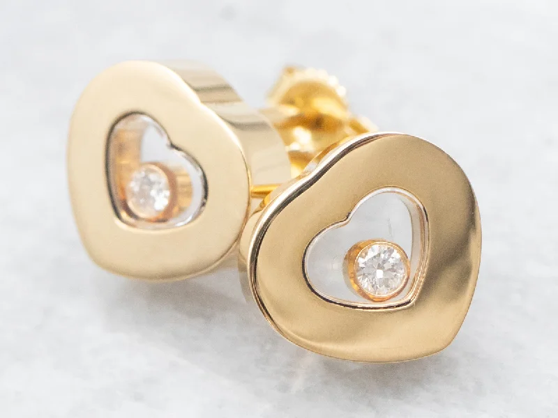 Ladies earrings brilliant cut designs-Modern 18-Karat Gold Heart Shaped Diamond Stud Earrings