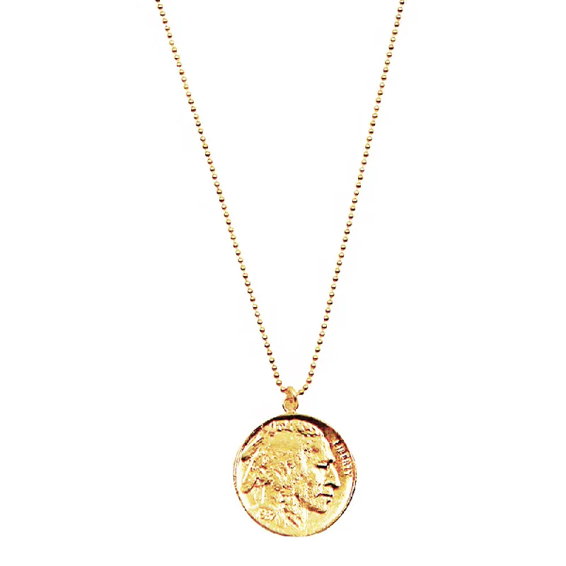 ladies necklace vintage-Indian Buffalo Coin Necklace