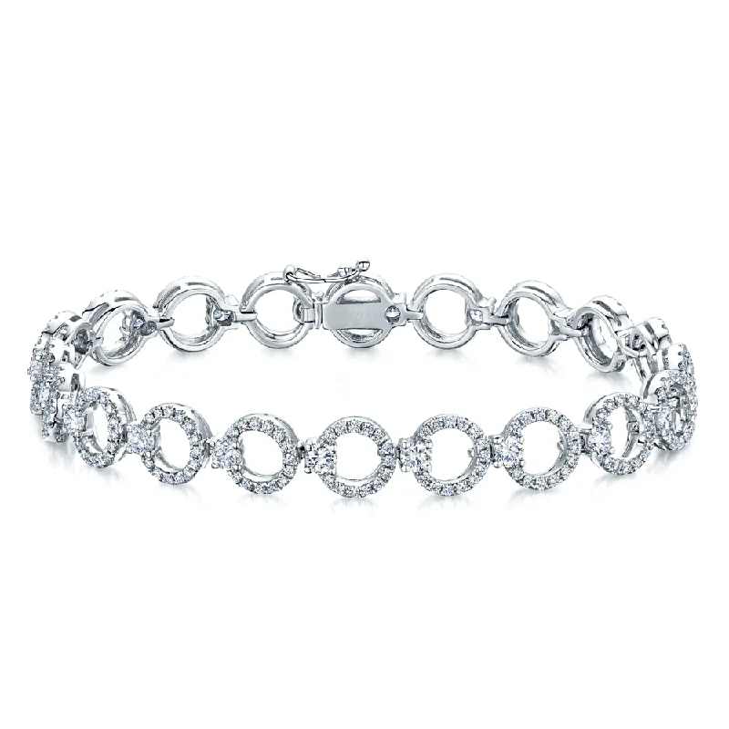 ladies bracelet braided silver-18ct White Gold Diamond Set Circles Bracelet