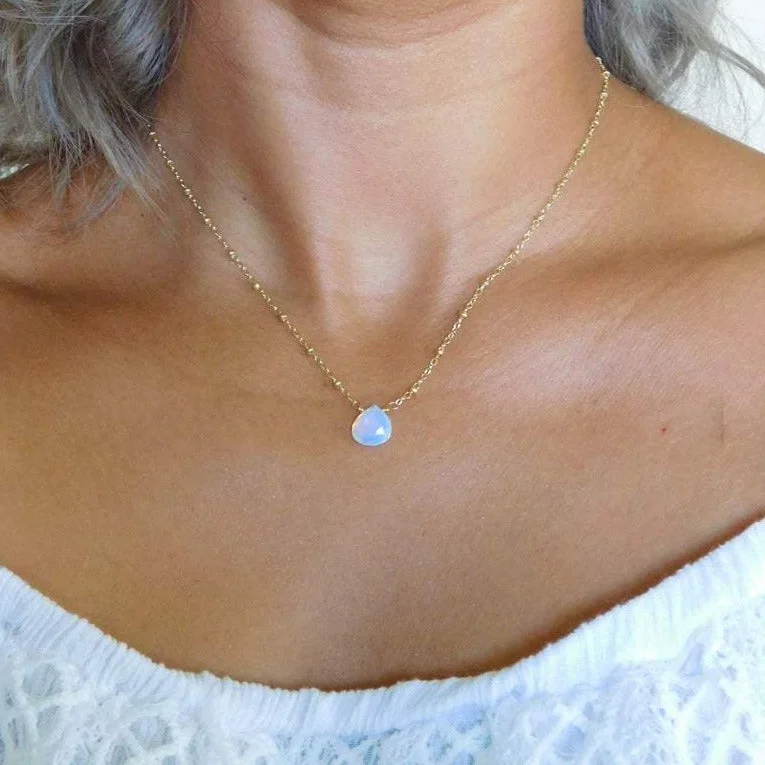 ladies necklace romantic platinum-Opalite Drop Necklace